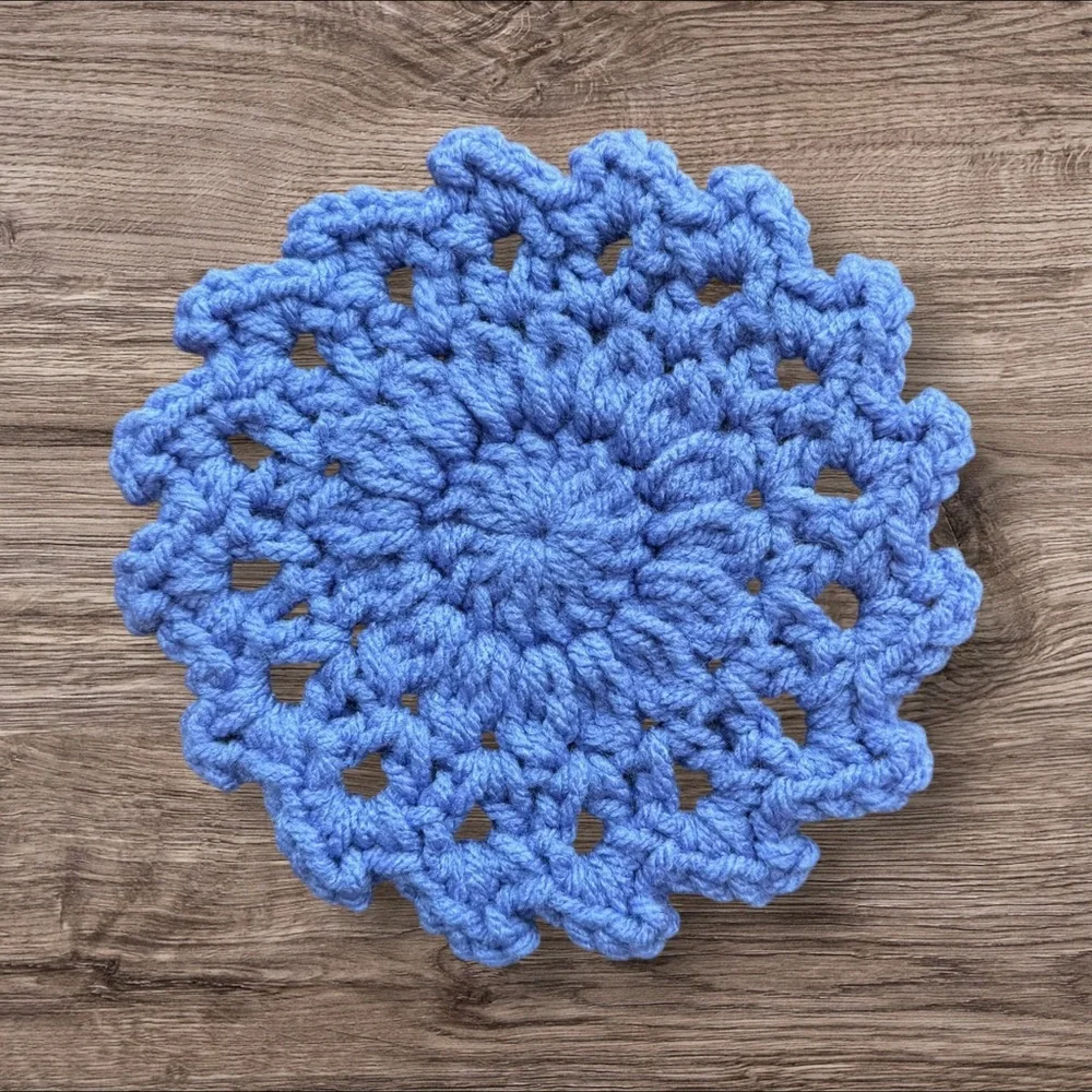 Handmade Blue Crochet Coaster Set